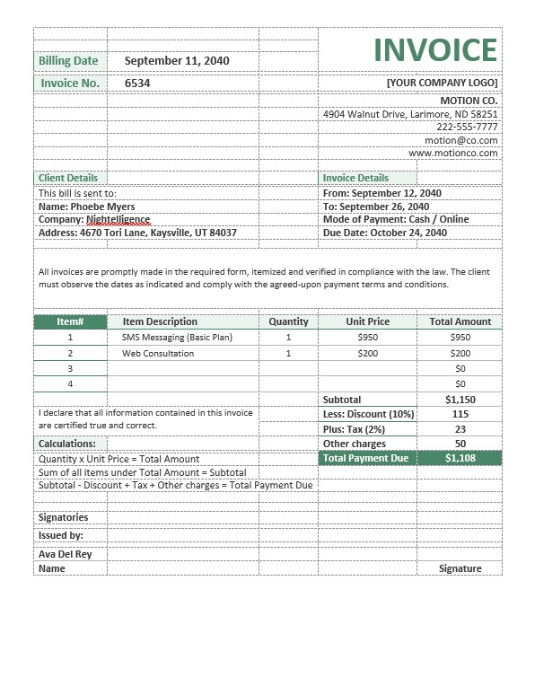 Agency Billing Template PSD template